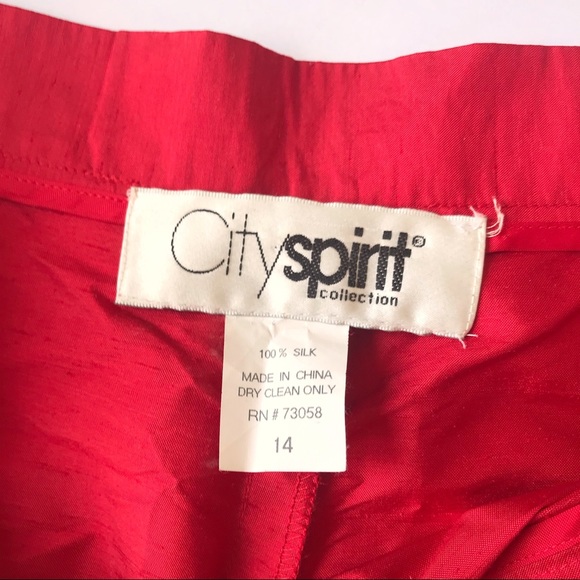 Red Silk Special Occasion Pants with Crease Formal - Picture 3 of 7